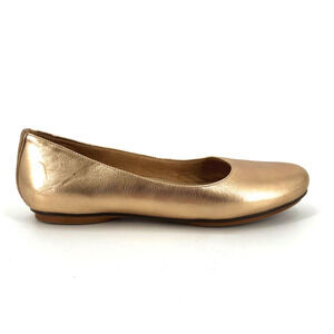 Naturalizer Women Maxwell Leather Ballet Flats 9M Gold Comfort Cushioned Slip-On
